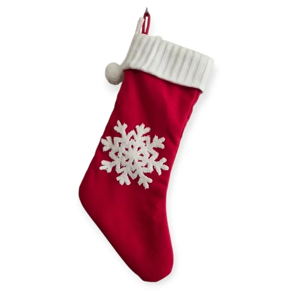 Tufted Snowflake Christmas Stocking